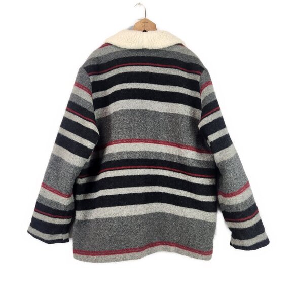 Mid West Garment Co Coat Wool Blend W/Sherpa Collar Men's L South Western Lined - Picture 2 of 8